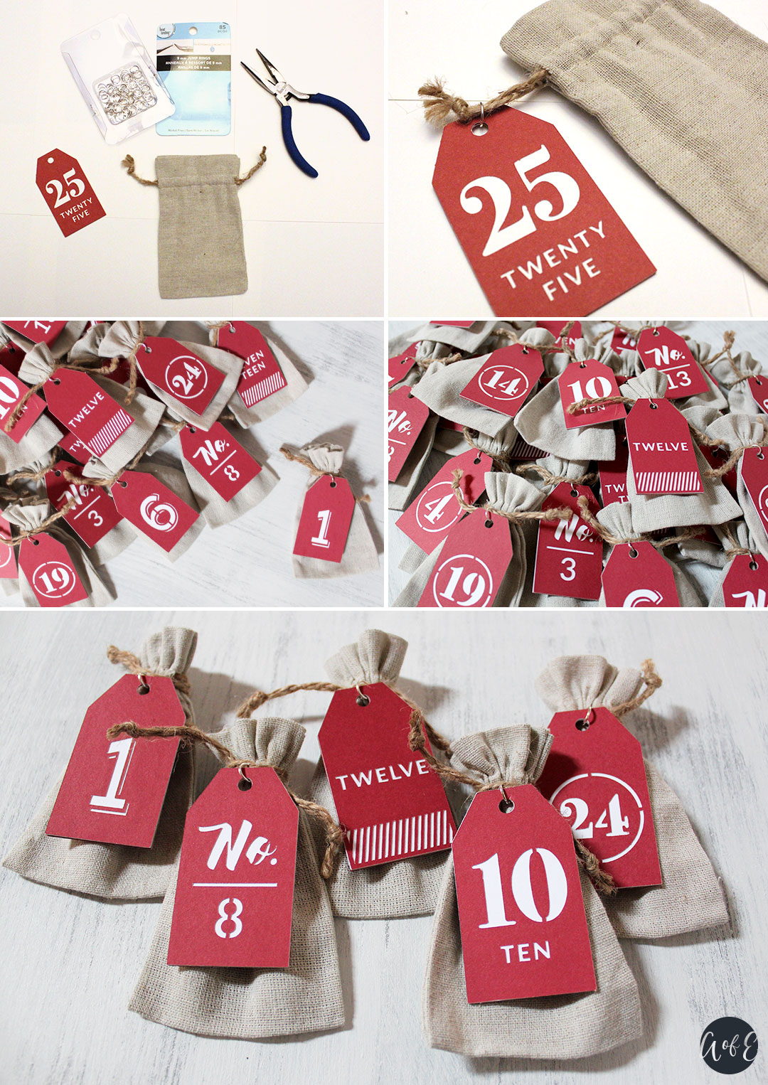 Step 11: Attach Tags to Advent Calendar Bags