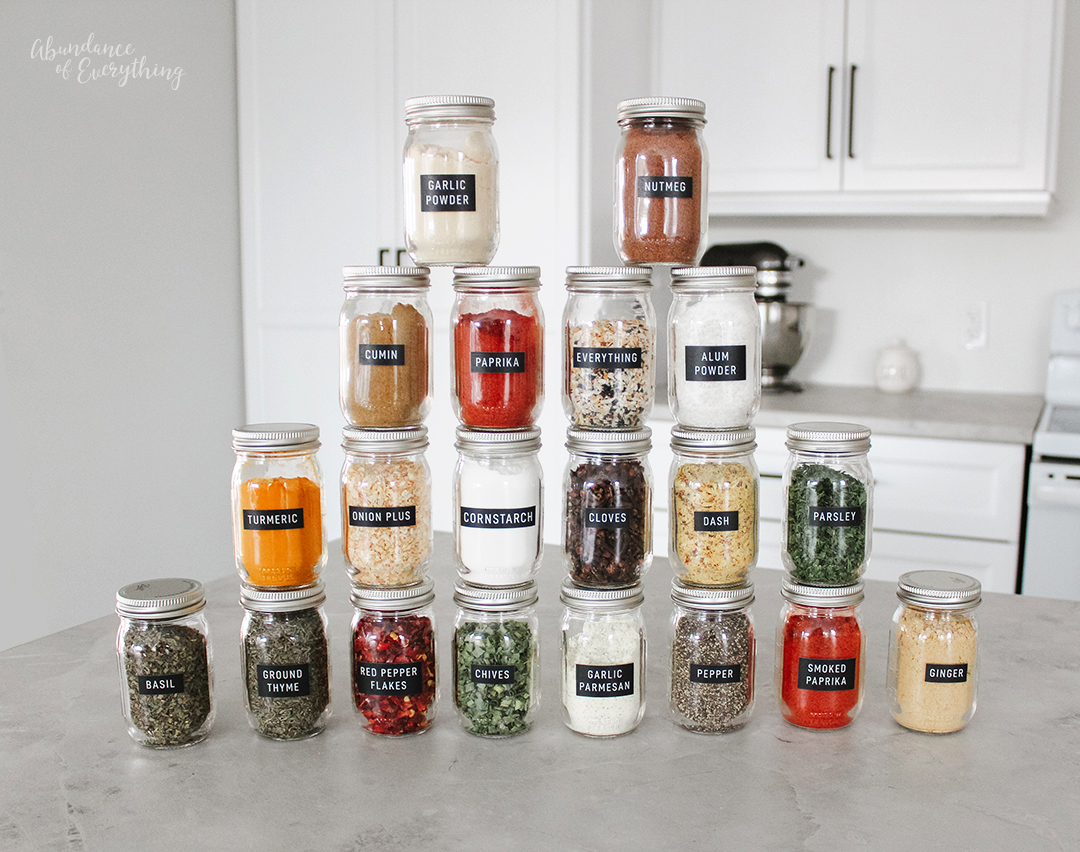 Ball 4 oz mini mason jars with labels are great for organizing