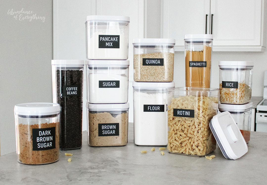 OXO large containers with labels to organize your pantry