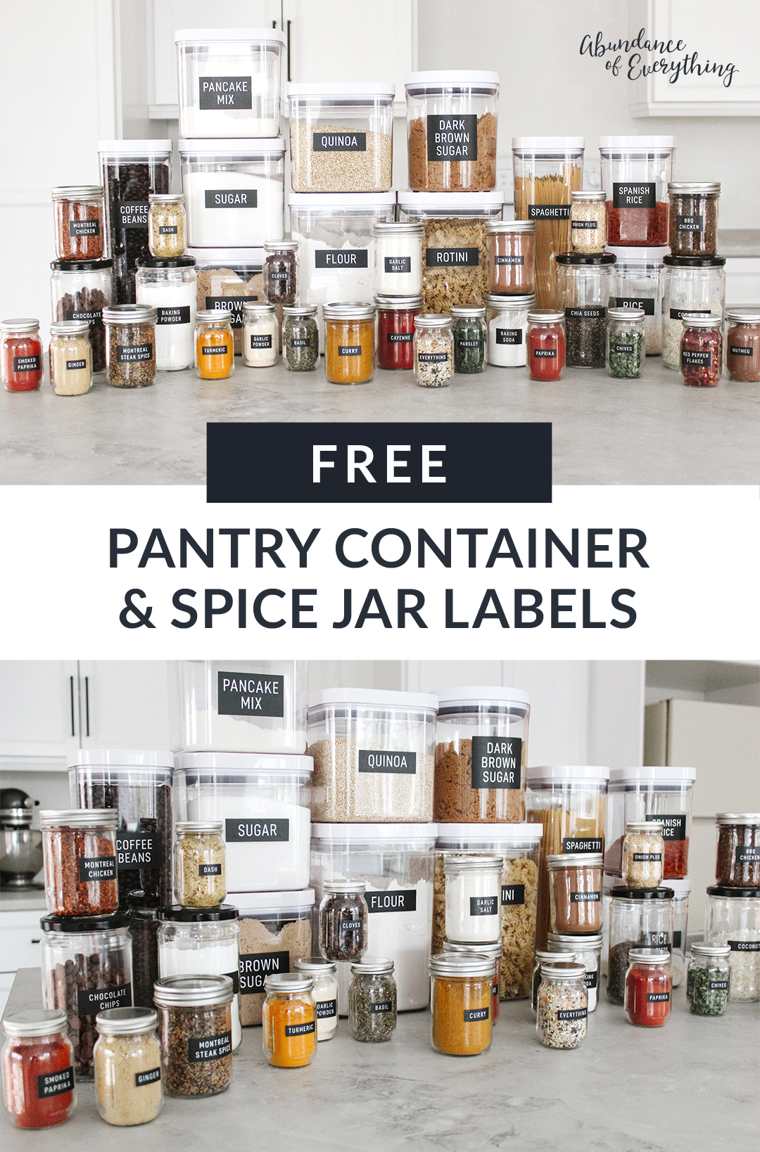 FREE pantry container & spice jar labels