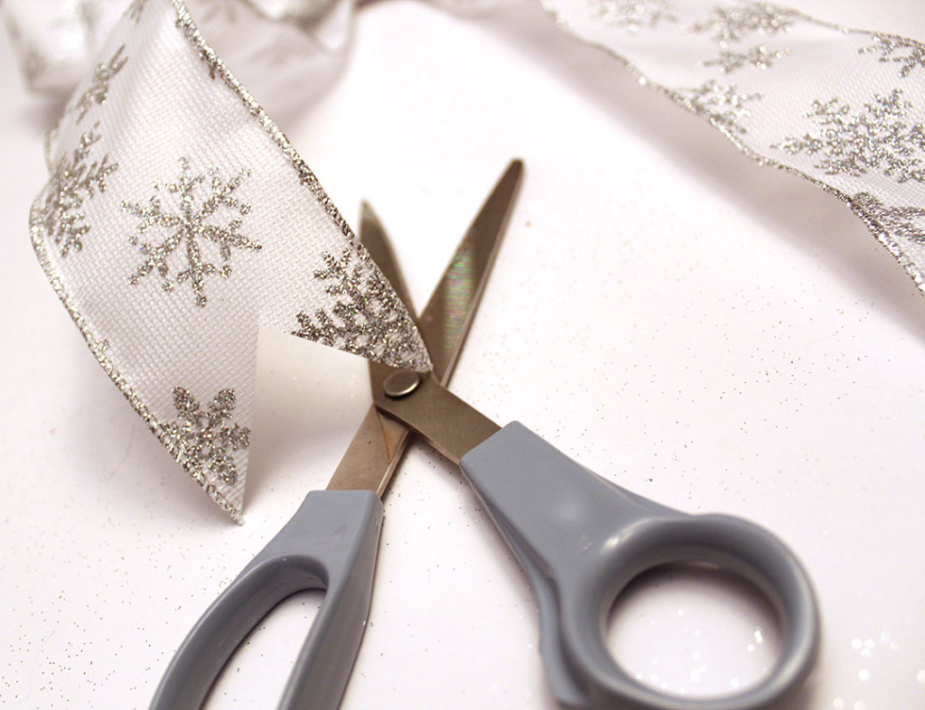 cut your bow's ribbon ends to make them pointed
