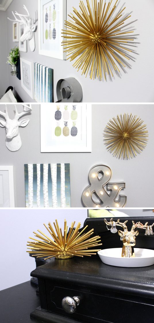 finished diy sea urchin for your gallery wall or shelf