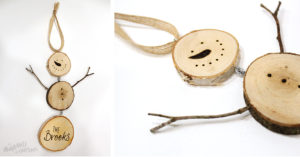 Create your own wood slice snowman ornament - Step-10 Add ribbon