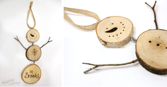 Create your own wood slice snowman ornament - Step-10 Add ribbon