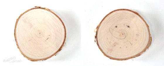 Create your own wood slice snowman ornament - Step-2 Draw snowman face