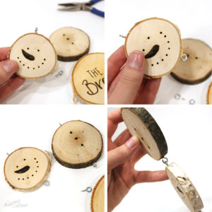 Create your own wood slice snowman ornament - Step-8 Assemble the Snowman using Eyelets