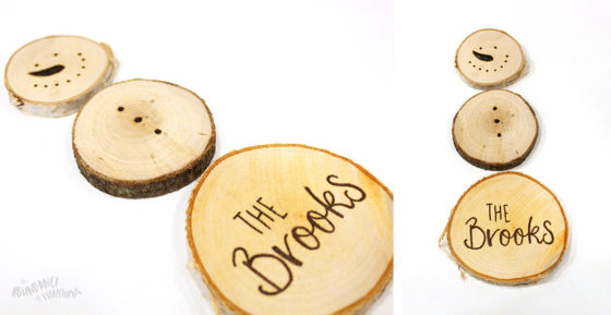 Create your own wood slice snowman ornament - snowman ready for assembling
