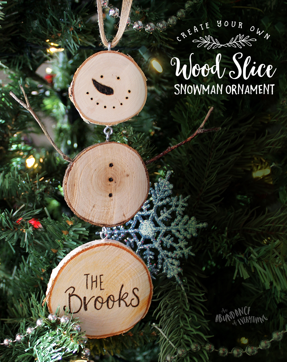 Create your own wood slice snowman ornament